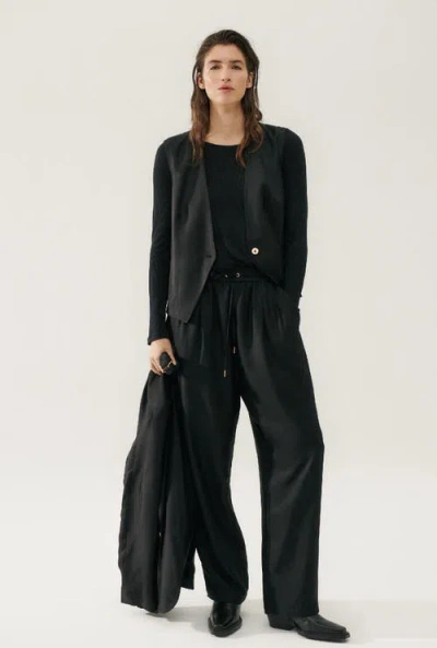 Silk Laundry Twill Slouch Vest Black