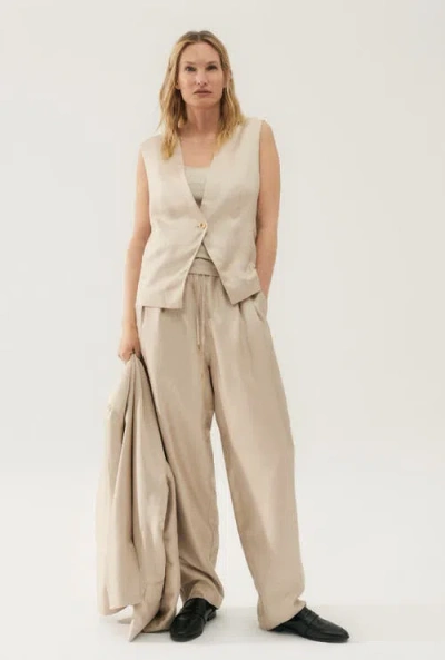 Silk Laundry Twill Slouch Vest Hazelnut