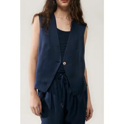 Silk Laundry Twill Slouch Vest Midnight