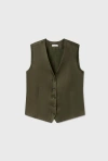 Silk Laundry Twill Vest Pine In Pine