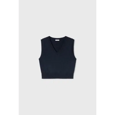Silk Laundry V -neck Sweater Vest Azul Melange