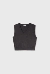 Silk Laundry V -neck Sweater Vest Granite Melange In Granite Melange