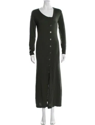 Pre-owned Silk Laundry V-neck Long Dress In Green