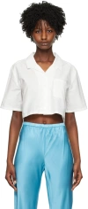 Silk Laundry White Cropped Shirt In White