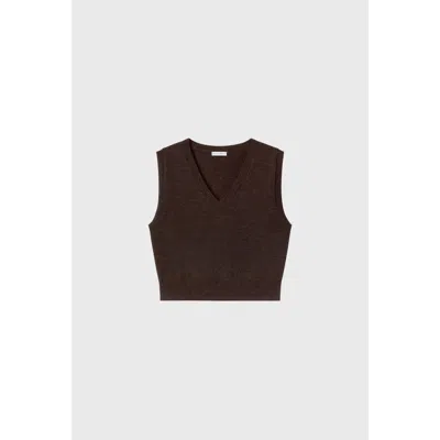 Silk Laundry Wool V-neck Sweater Vest In Brown