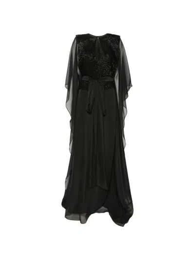 Silk Love & Lace Artemis Sequin-embellished Maxi Dress In Black