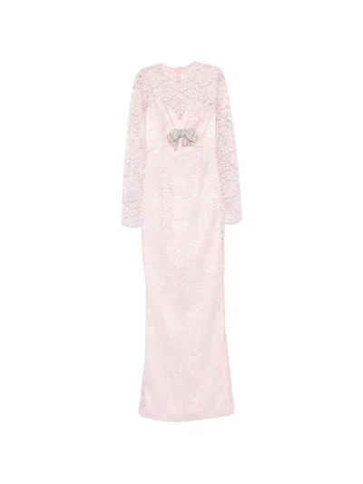 Silk Love & Lace Bow-detail Lace Dress In Pink