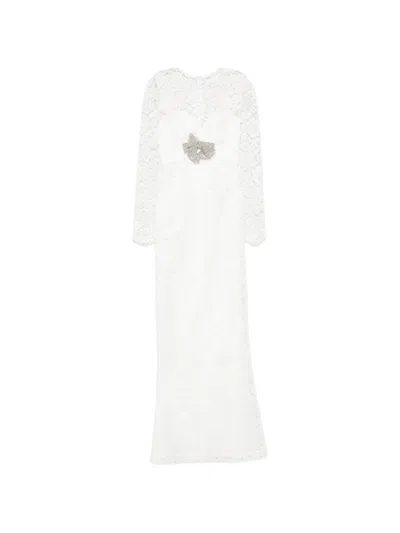 Silk Love & Lace Bow-embellished Lace Dress In White
