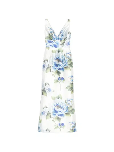 Silk Love & Lace Coralia Floral-print Bow-detail Maxi Dress In White