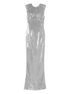 Silk Love & Lace Jamila Sequin Maxi Dress In Silver