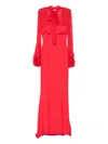 Silk Love & Lace Margot Long-sleeve Maxi Dress In Red