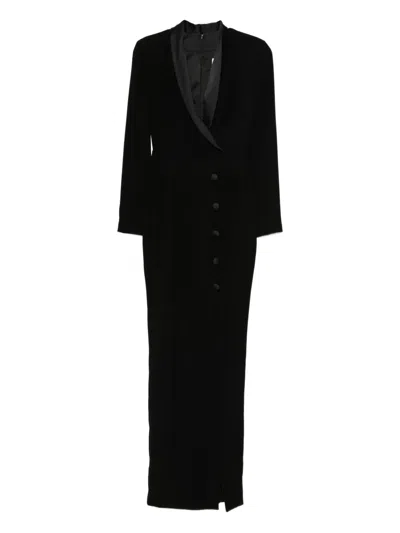 Silk Love & Lace Scarlet Button Maxi Dress In Black