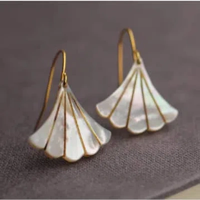 Silk Purse, Sow's Ear Mother Of Pearl Art Deco Earrings In Gold
