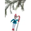 Silk Road Bazaar Handmade Elf & Candy Cane Felted Wool Ornament In Multi