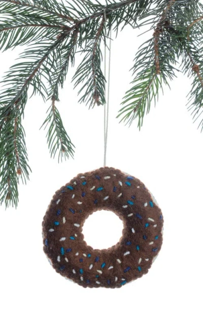 Silk Road Bazaar Handmade Felt Wreath Ornament In Brown