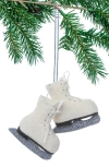 Silk Road Bazaar Handmade Ice Skates Felted Wool Ornament In White