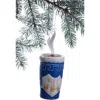 Silk Road Bazaar New York Coffee Cup Felted Wool Ornament In Blue