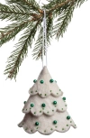 Silk Road Bazaar Snowy Christmas Tree Felted Wool Ornament In White