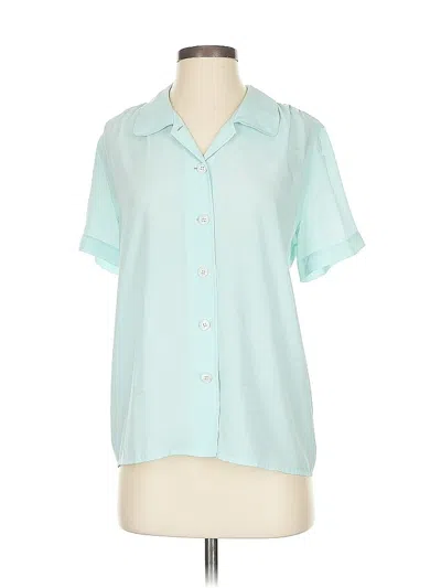 Pre-owned Silk Studio By Claude Bennett Short Sleeve Blouse In Blue