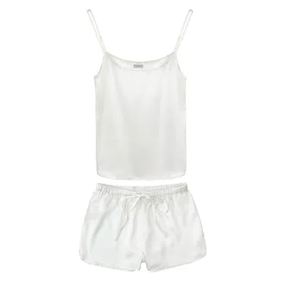 Silk Works London Women's White Silk Works Cami & Shorts Pyjama Set - Ivory