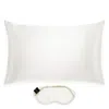 Silk Works White Ivory King  Pillowcase And Eye Mask In White