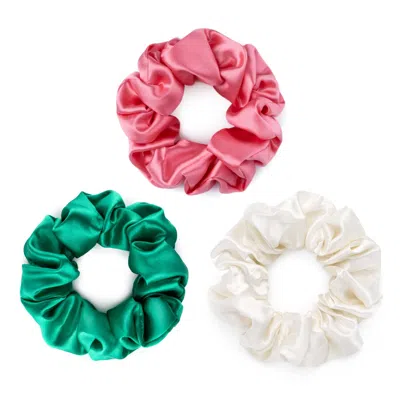 Silk Works Women's Pink / Green Watermelon Ivory Green  Scrunchie Set In Multi