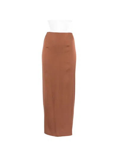 Silk95 Five French Tie Silk Skirt In Marrone Chiaro