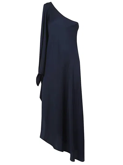 Silk95 Five Ritz Silk Asymmetric Dress In Blue