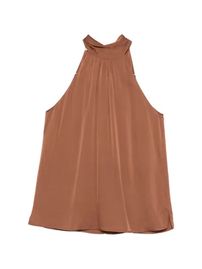 Silk95 Five Villette Silk Top In Marrone Chiaro