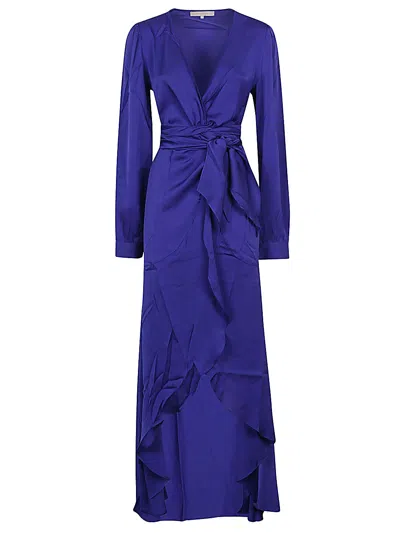 Silk95five Ananda Silk Long Dress In Blue