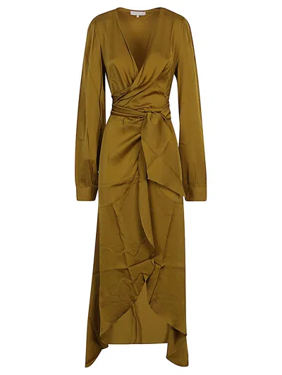Silk95five Ananda Silk Long Dress In Gold