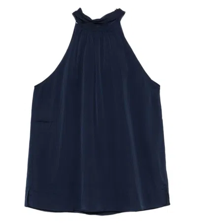 Silk95five Blue Halter Neck Top