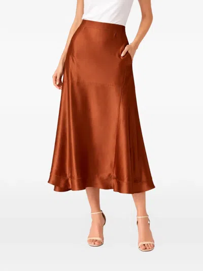 Silk95five Chamonix Side-pocket Midi Skirt In Brown