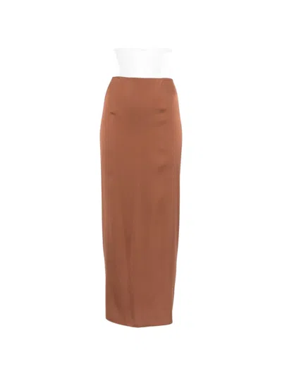 Silk95five French Tie Silk Skirt In Brown