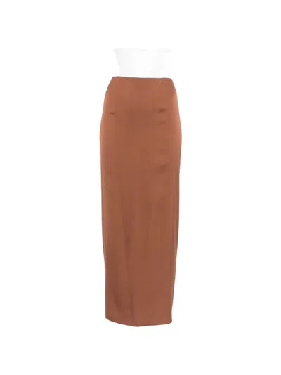 Silk95five French Tie Silk Skirt In Brown