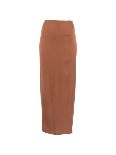 Silk95five French Tie Silk Skirt In Brown
