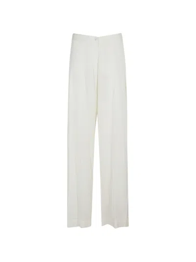Silk95five High-waisted Wide-leg Trousers In White