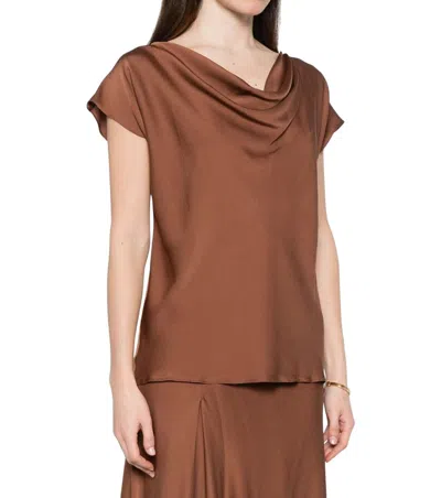 Silk95five Light Brown Cowl Neck Top