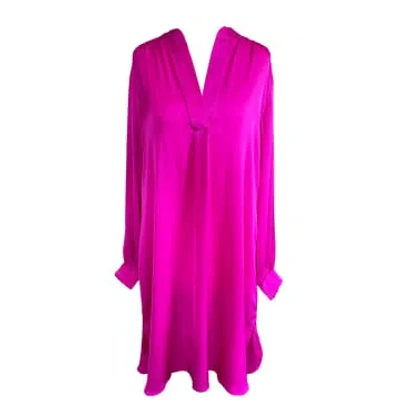 Silk95five Madras Silk Dress In Bourgainvillea In Pink