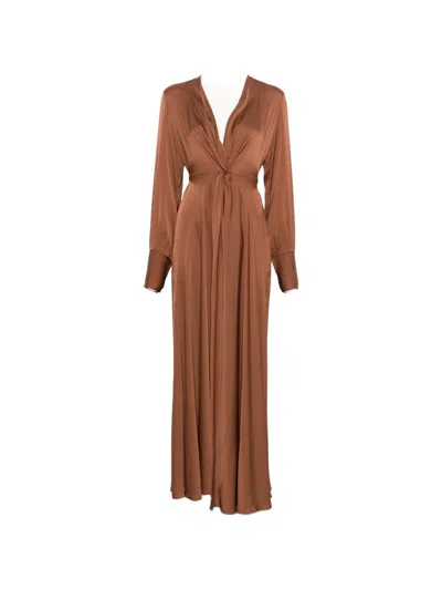 Silk95five Palm Beach Silk Maxi Dress In Brown