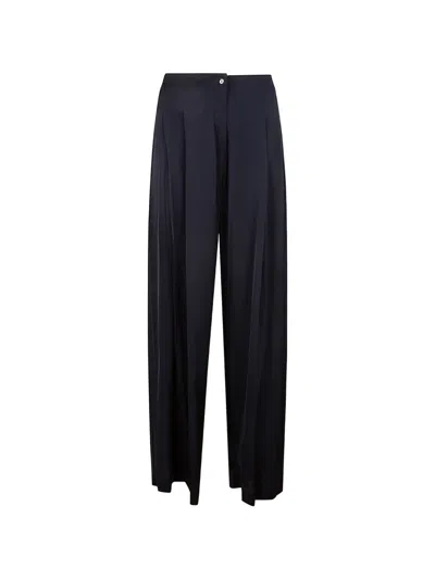 Silk95five Pleated Palazzo Pants In Blue