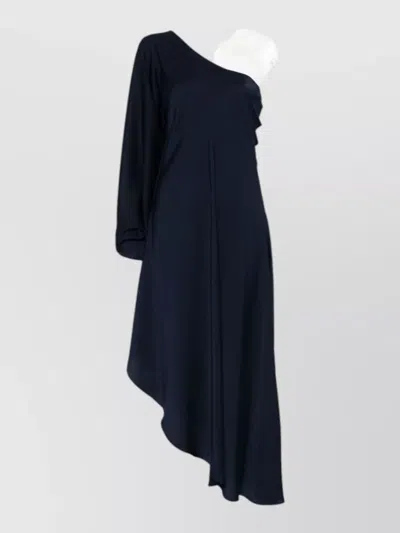 Silk95five Ritz Kaftan Dress Asymmetrical Hem Cape Sleeves In Blue