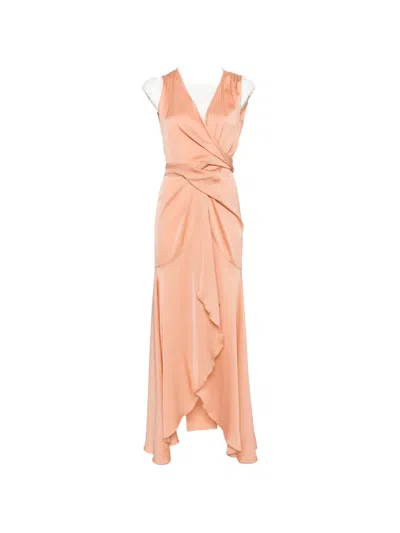 Silk95five Shangri La Tie Front Dress In Orange