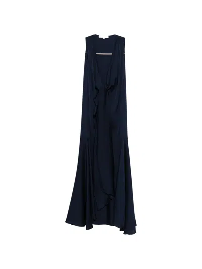 Silk95five Shangri Silk Long Dress In Blue