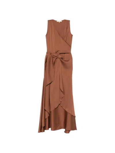 Silk95five Shangri Silk Long Dress In Brown