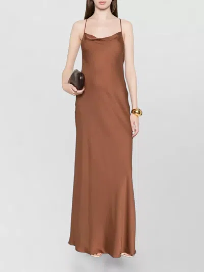 Silk95five St Germaine Satin Maxi Dress Sleeveless In Brown