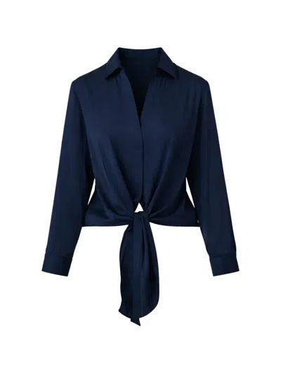 Silk95five Tie-front Top In Blue