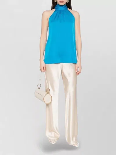 Silk95five Villette Halterneck Top Bow Detail In Blue