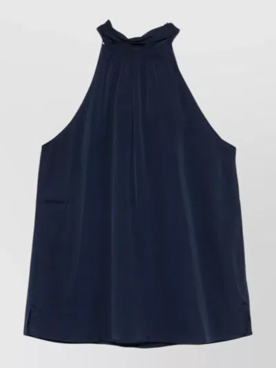 Silk95five Villette Halterneck Top Bow Detail In Blue