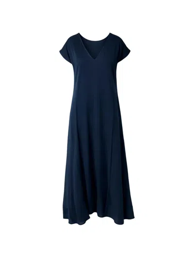 Silk95five V-neck Midi Dress In Blue